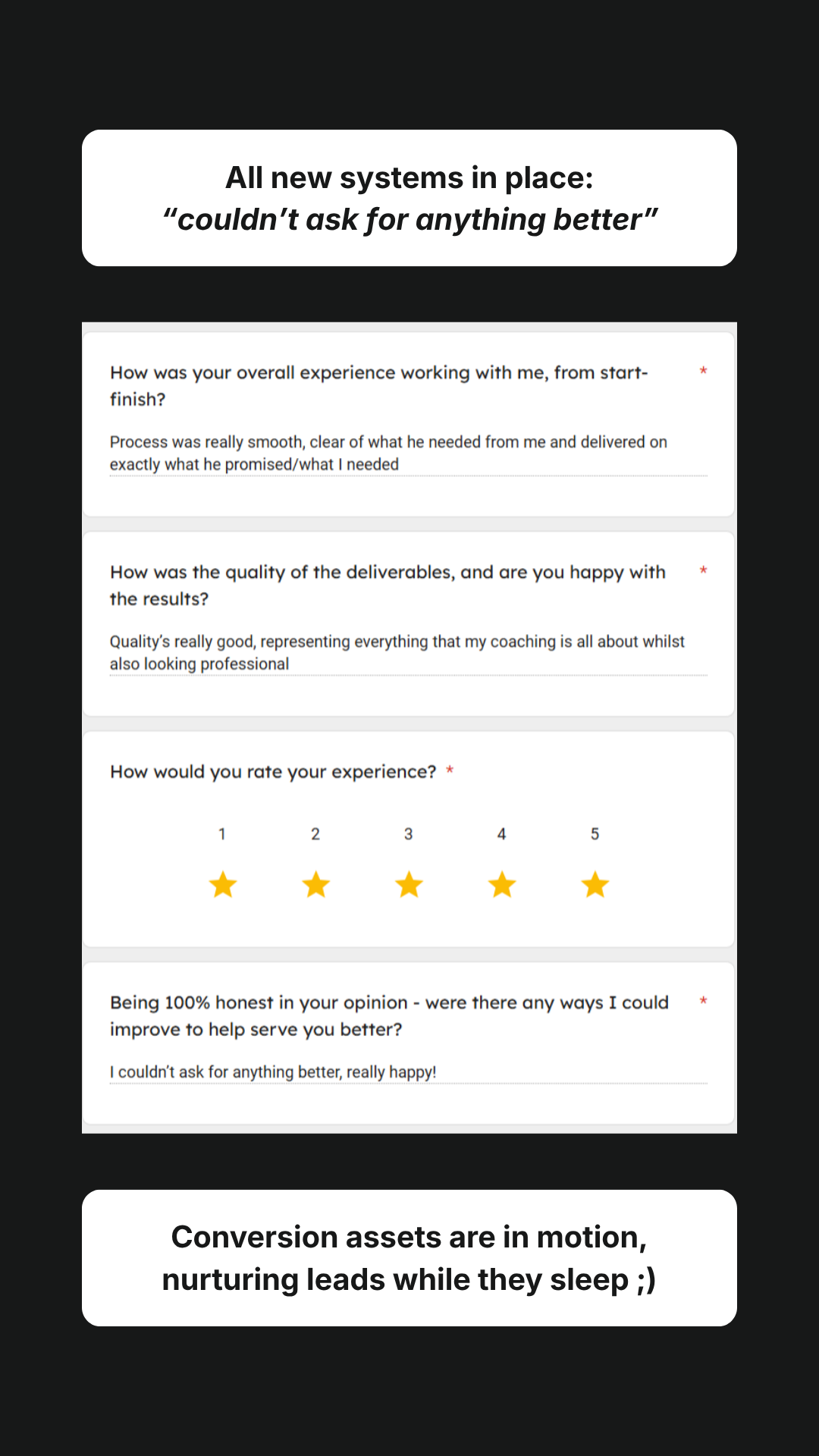 Client messages — results after launch