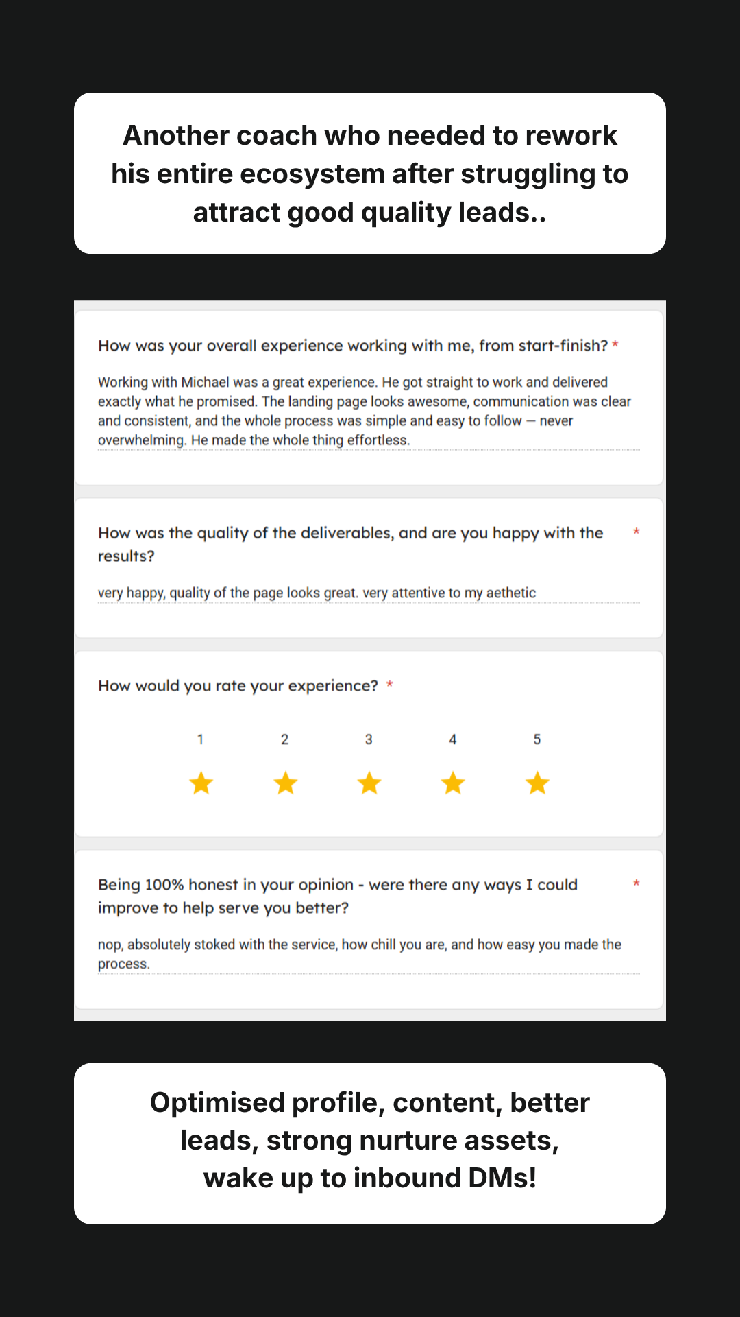 Client messages — booking calls from new leads