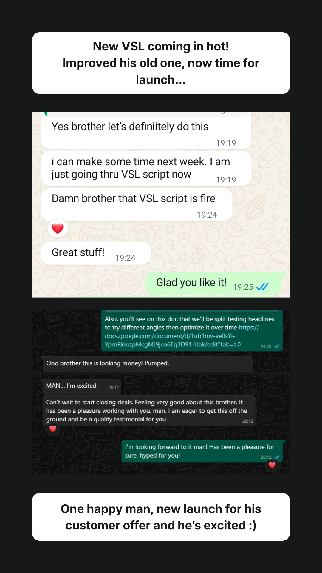 Client messages — new leads coming in from first ad launch