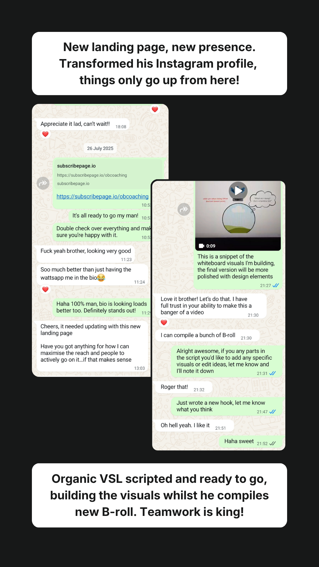 Client messages — campaign setup going live